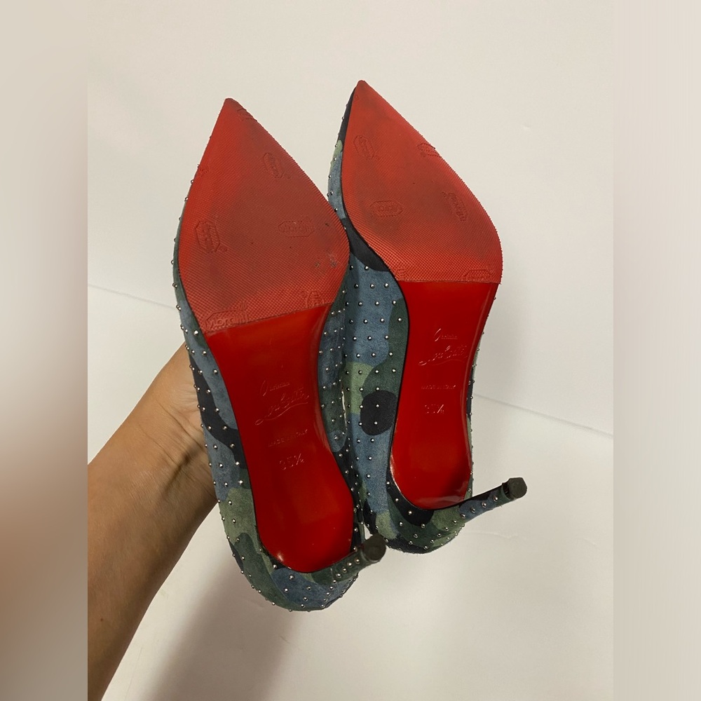 Christian Louboutin Kate plume suede pumps heels camo 35.5 - Picture 9 of 13